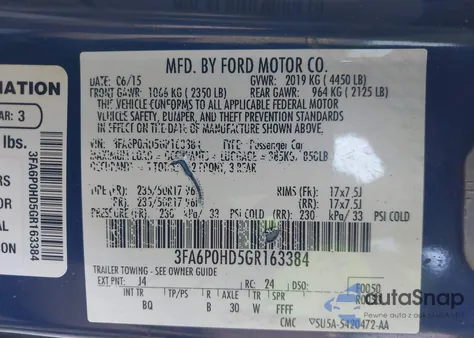 2016 Ford Fusion Se from USA, damaged, VIN 3FA6P0HD5GR163384